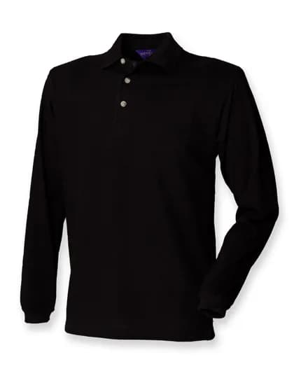 Long Sleeved Cotton Piqué Polo Shirt - Black