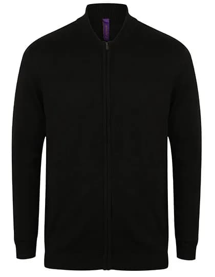 Unisex Zip Through Cardigan - Black