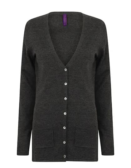 Ladies´ Lightweight V-Neck Cardigan - Grey Marl