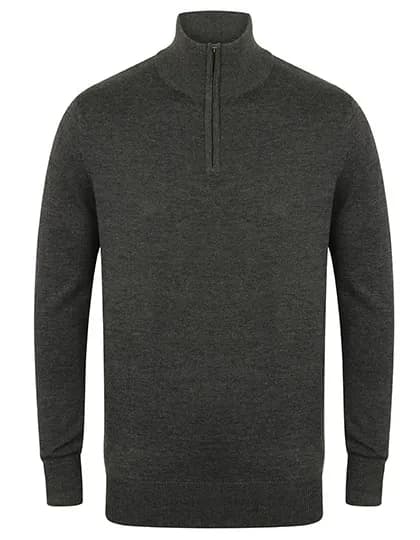 Men´s Quarter Zip Jumper - Grey Marl