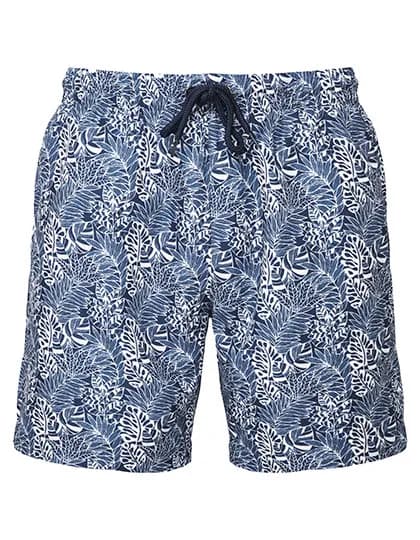 Men´s Swim Shorts - White-Navy-Leaf