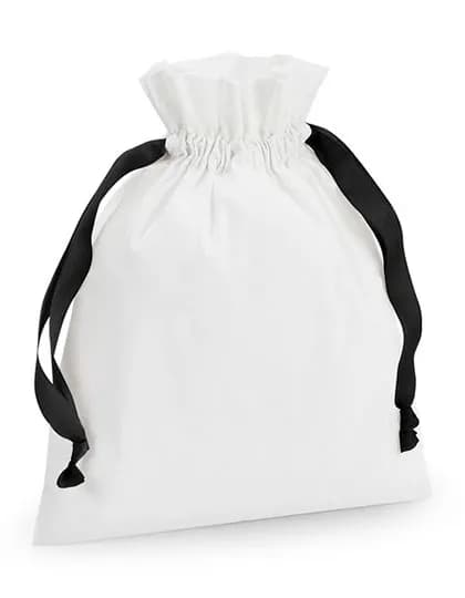 Cotton Gift Bag with Ribbon Drawstring - Soft White/Black