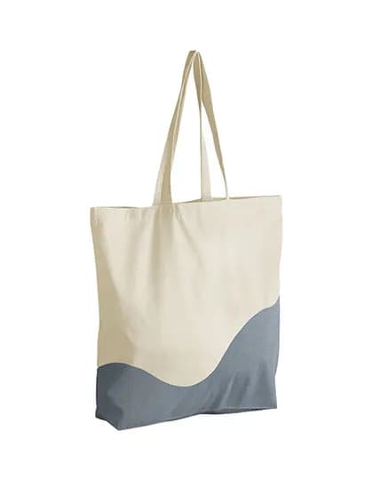 Organic Cotton Wave Print Maxi Bag - Natural/Blue Grey