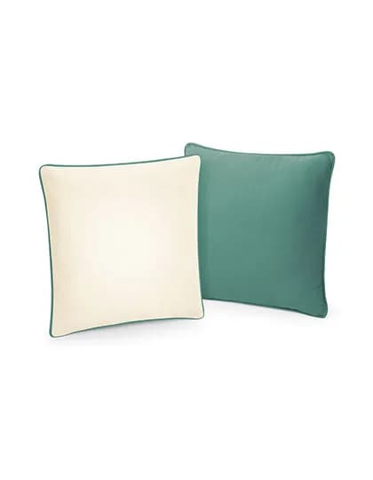 Fairtrade Cotton Piped Cushion Cover - Natural/Sage Green