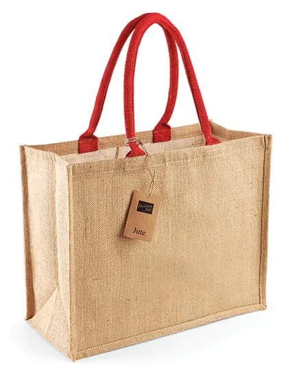 Jute Classic Shopper - Natural/Bright Red