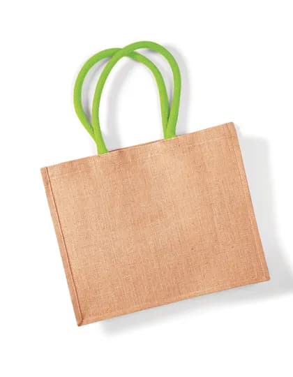 Jute Classic Shopper - Natural/Lime Green
