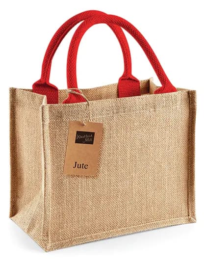Jute Mini Gift Bag - Natural/Bright Red