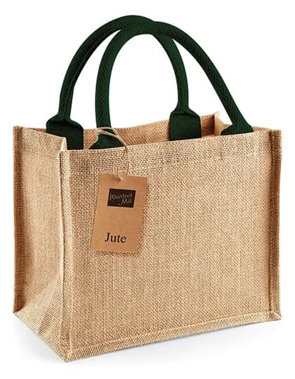 Jute Mini Gift Bag - Natural/Forest Green