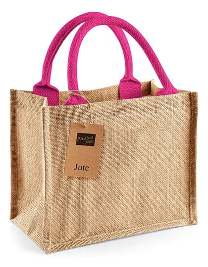 Jute Mini Gift Bag - Natural/Fuchsia