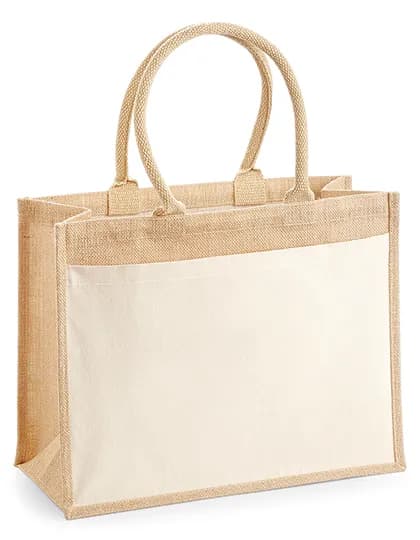 Cotton Pocket Jute Shopper - Natural