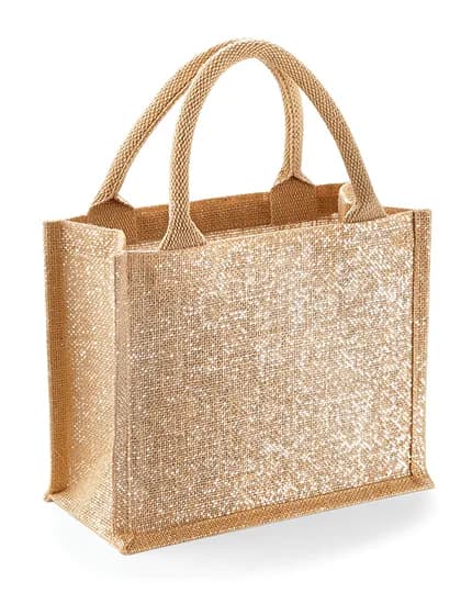 Shimmer Jute Mini Gift Bag - Natural Gold