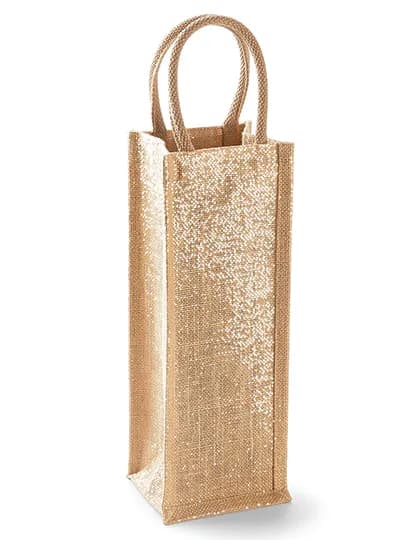 Shimmer Jute Bottle Bag - Natural Gold