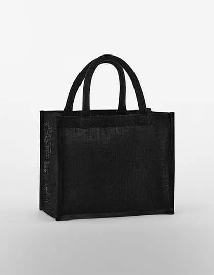 Natural Starched Jute Midi Bag - Black/Black