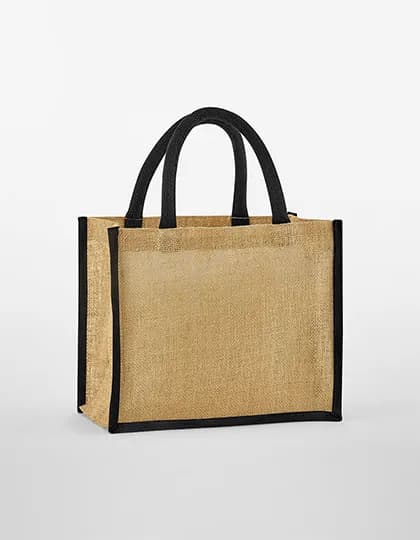 Natural Starched Jute Midi Bag - Natural/Black