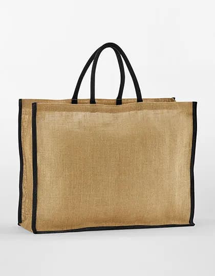 Natural Starched Jute Market Shopper - Natural/Black
