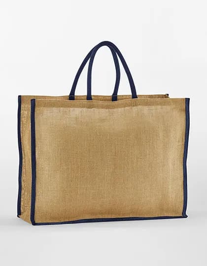 Natural Starched Jute Market Shopper - Natural/Navy