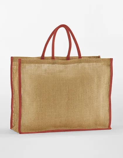 Natural Starched Jute Market Shopper - Natural/Orange Rust