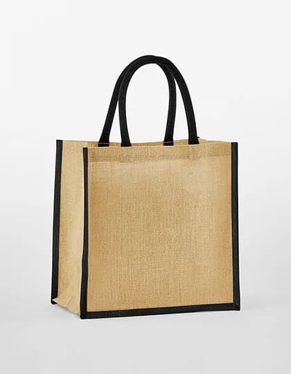 Natural Starched Jute Mini Gift Bag - Natural/Black