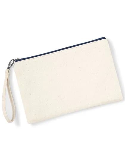 Canvas Wristlet Pouch - Natural/Navy