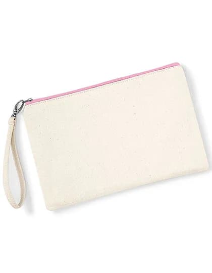 Canvas Wristlet Pouch - Natural/Pink