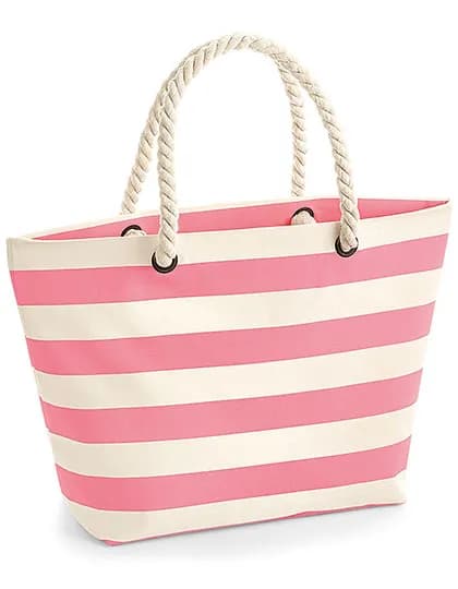 Nautical Beach Bag - Natural/Pink
