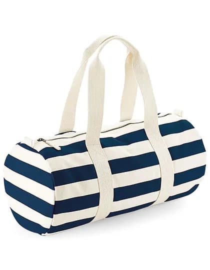Nautical Barrel Bag - Natural/Navy