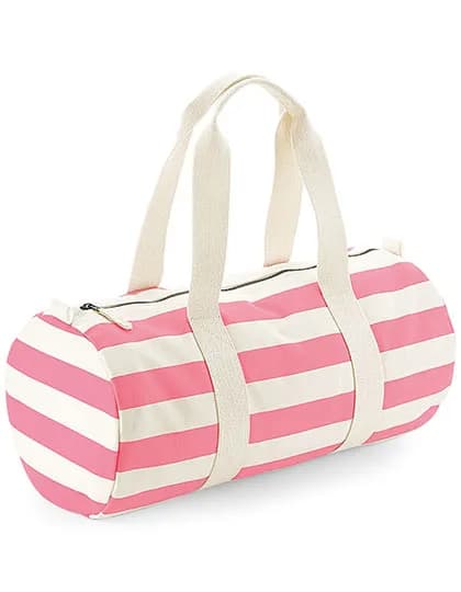 Nautical Barrel Bag - Natural/Pink