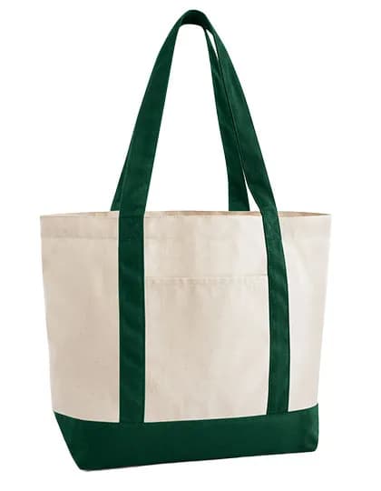EarthAware® Organic Varsity Shopper - Natural/Bottle Green