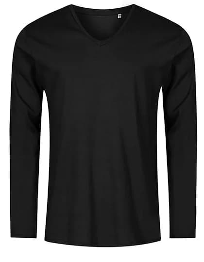 Men´s V-Neck T-Shirt Long Sleeve - Black