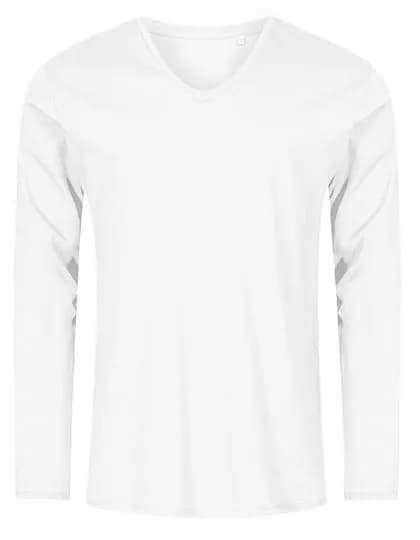 Men´s V-Neck T-Shirt Long Sleeve - White