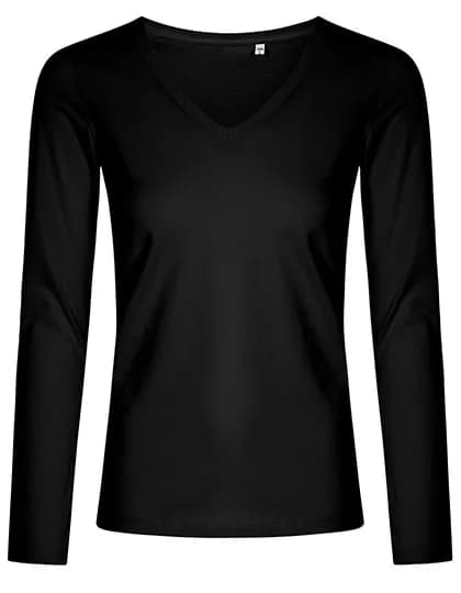 Women´s V-Neck T-Shirt Long Sleeve - Black