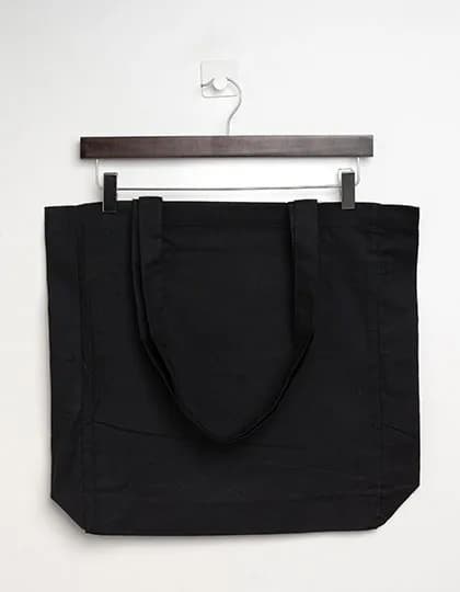 Cotton Bag Side Fold Long Handles - Black