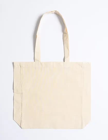 Cotton Bag Side Fold Long Handles - Natural