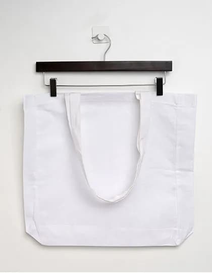 Cotton Bag Side Fold Long Handles - White