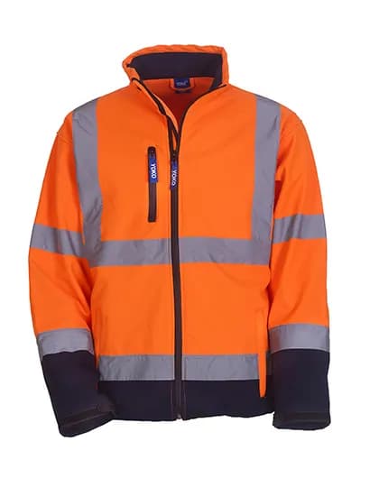 Hi-Vis 2 Bands & Braces Softshell Jacket - Hi-Vis Orange/Navy
