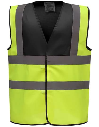 Hi-Vis 2 Bands & Braces Waistcoat - Black Yoke/Hi-Vis Yellow