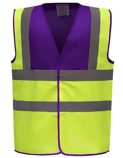 Hi-Vis 2 Bands & Braces Waistcoat - Purple Yoke/Hi-Vis Yellow