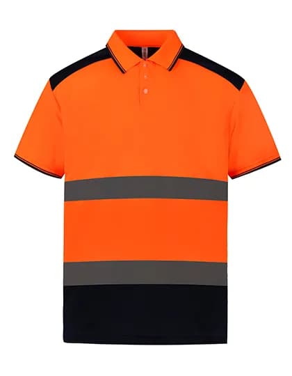 Hi-Vis Two-Tone Polo - Hi-Vis Orange/Navy