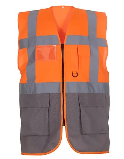 Multi-Functional Executive Waistcoat - Hi-Vis Orange/Grey