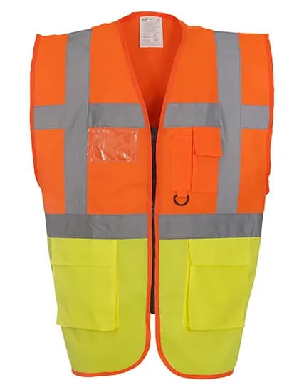Multi-Functional Executive Waistcoat - Hi-Vis Orange/Hi-Vis Yellow
