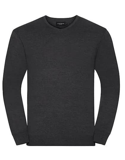 Men´s V-Neck Knitted Pullover - Charcoal Marl
