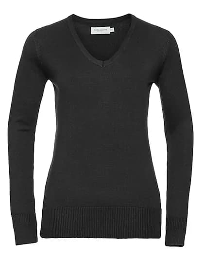 Ladies´ V-Neck Knitted Pullover - Black