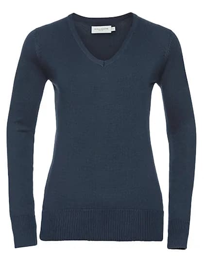 Ladies´ V-Neck Knitted Pullover - French Navy
