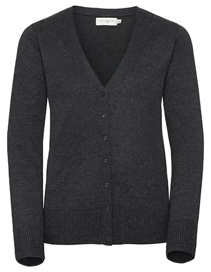 Ladies´ V-Neck Knitted Cardigan - Charcoal Marl