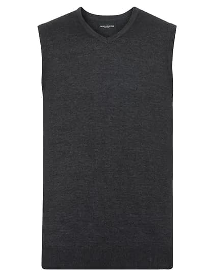 Mens V-Neck Sleeveless Knitted Pullover - Charcoal Marl