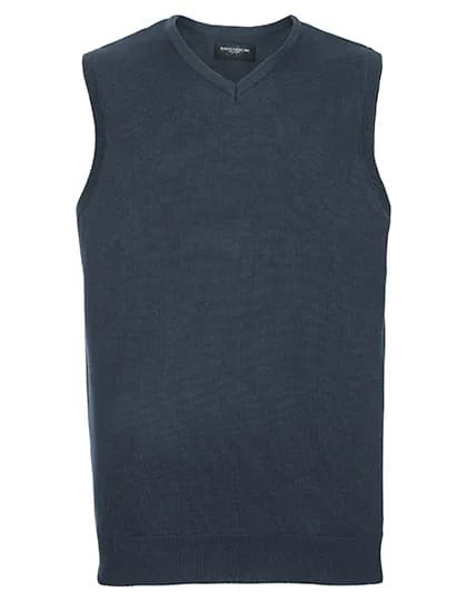 Mens V-Neck Sleeveless Knitted Pullover - French Navy