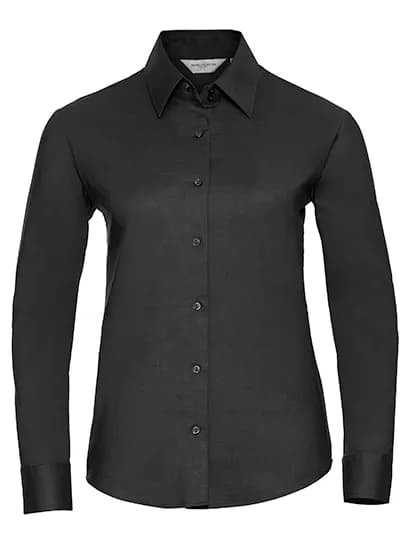 Ladies Long Sleeve Tailored Oxford Shirt - Black