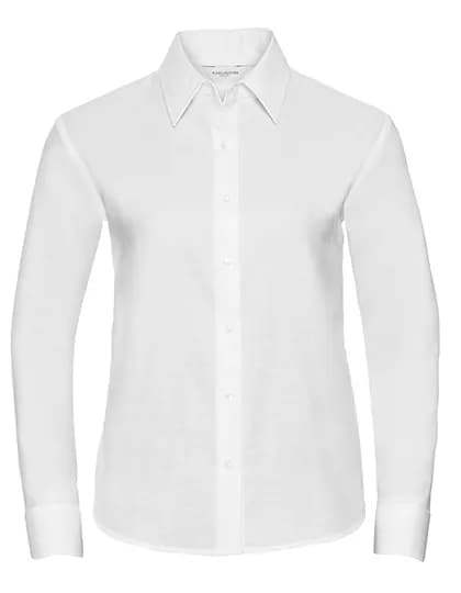 Ladies Long Sleeve Tailored Oxford Shirt - White