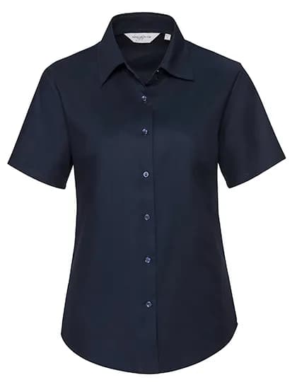 Ladies Short Sleeve Tailored Oxford Shirt - Bright Navy