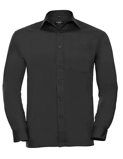 Mens Long Sleeve Classic Polycotton Poplin Shirt - Black